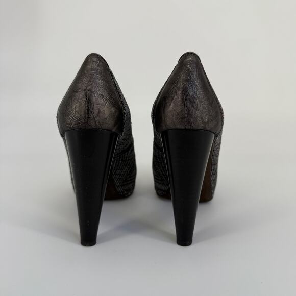 Donald J Pliner Women’s Pumps 7M CECI Beaded Gray Red Peep Toe Platform Heels - Picture 3 of 8